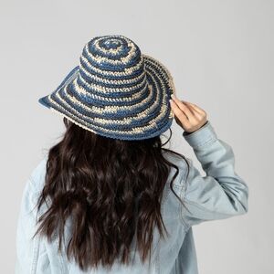 Free People San‎ Diego Hat Space Dye Crochet Sun Hat Blue